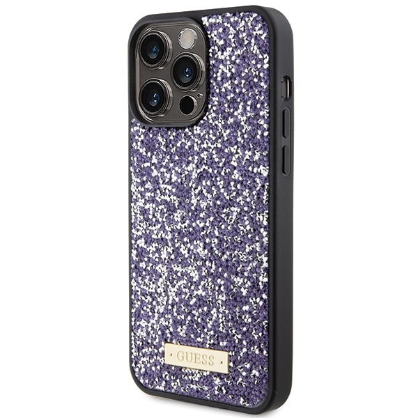 Guess iPhone 15 Pro Taske Lyserød Rhinestone Meta-logo