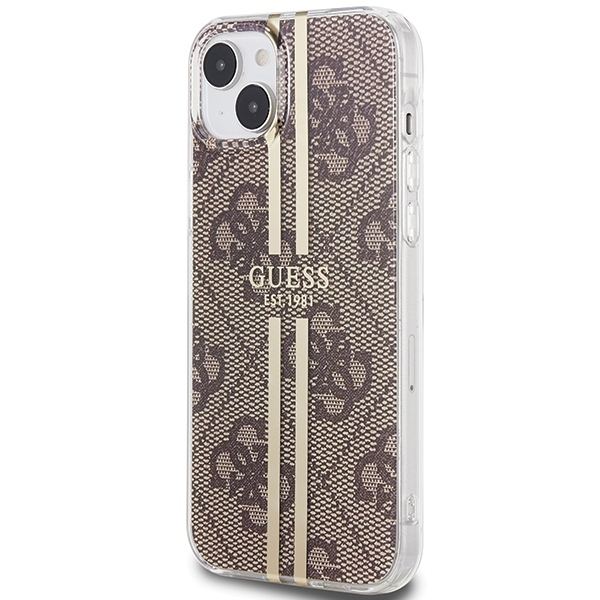 Guess iPhone 15 Plus Etui Brun Guldstribe