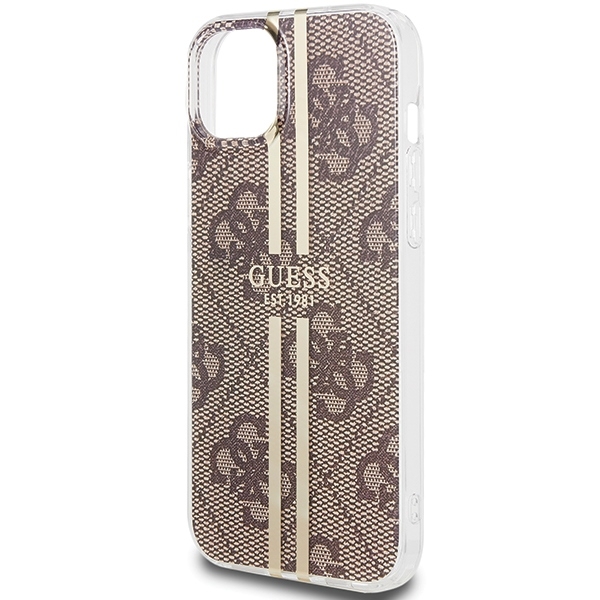 Guess iPhone 15 Plus Etui Brun Guldstribe