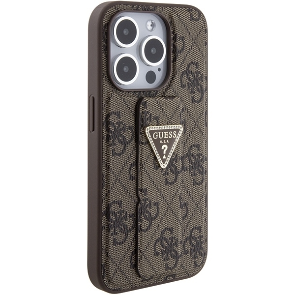 iPhone 15 Pro Etui Brun Grebstand PU Trekant Rhinestone