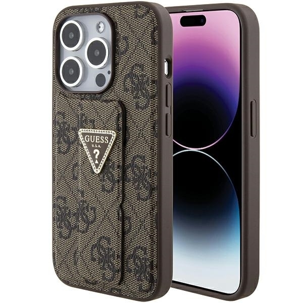 iPhone 15 Pro Etui Brun Grebstand PU Trekant Rhinestone