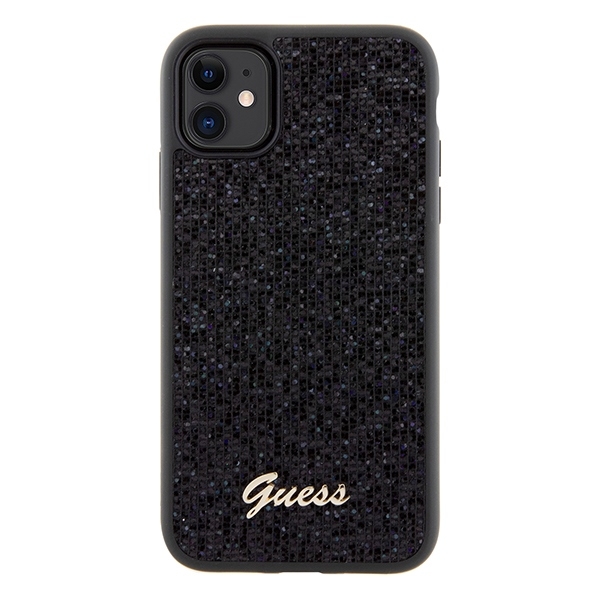 Guess iPhone 11 Etui Disco Script PU Metal Sort