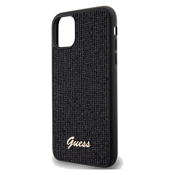 Guess iPhone 11 Etui Disco Script PU Metal Sort