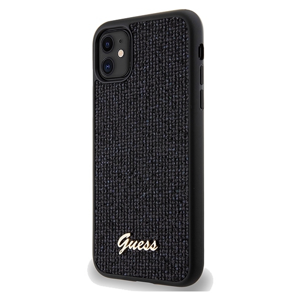 Guess iPhone 11 Etui Disco Script PU Metal Sort