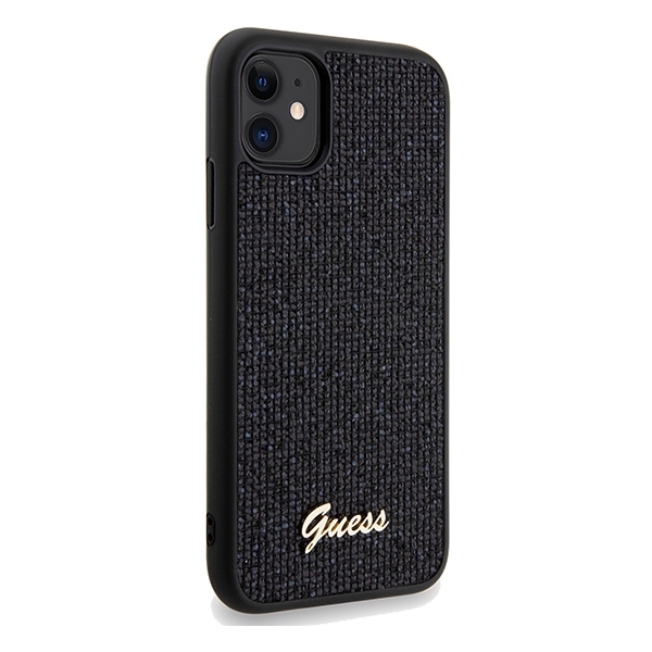 Guess iPhone 11 Etui Disco Script PU Metal Sort