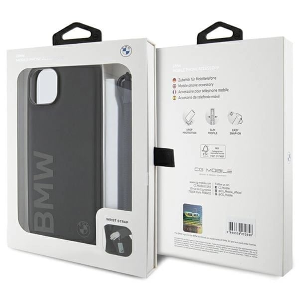BMW Mobilskal till iPhone 15/14 Plus Signature Läder Wordmark Cord