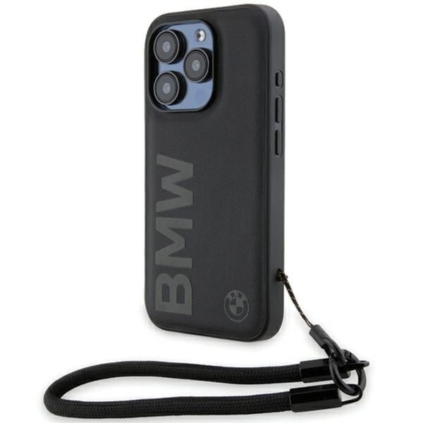 BMW Mobilskal till iPhone 15 Pro Signature Läder Wordmark Cord