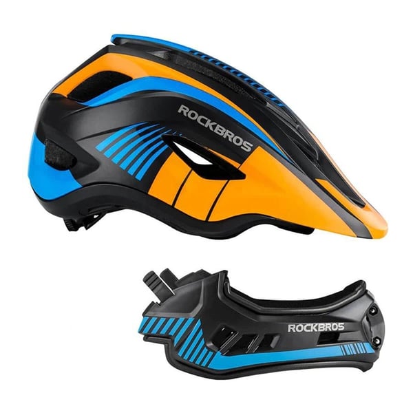 Rockbros Cykelhjälm Med Detachable Visor S - Svart/Orange