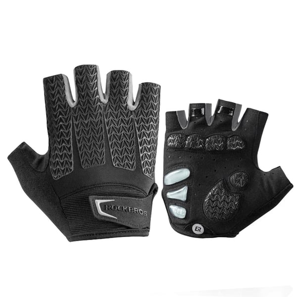 Rockbros Cykelhandsker Med Gelindsatser S169BGR Medium - Sort/Grå