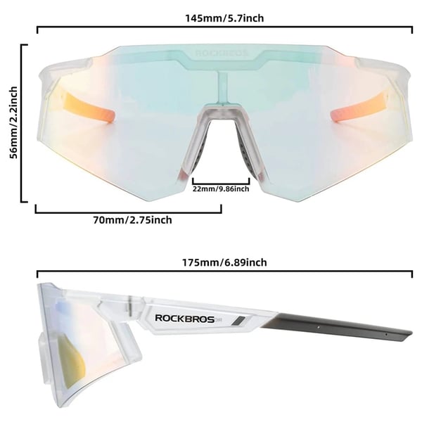 Rockbros photochromic Cykelglasögon UV400 - Vit