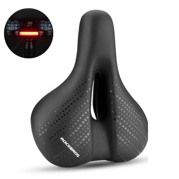 Rockbros MTB Cykelsadel + lampe - Sort