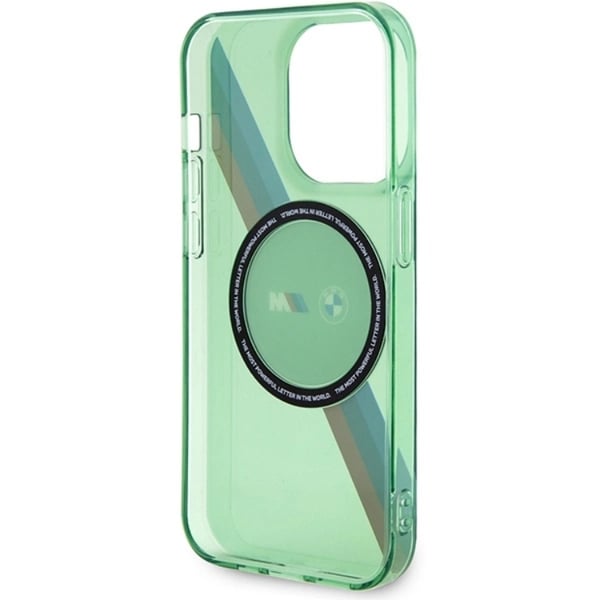 BMW Mobilskal till iPhone 15 Pro Magsafe M Tricolor Stripes - Grön