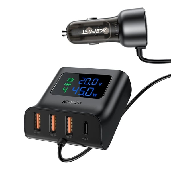 Acefast B11 138W USB-A USB-C Billaddare med 6 Portar - Svart
