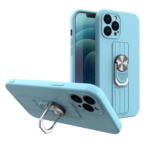 Mobilskal till iPhone 13 Pro Silikon finger grip - Ljusblå