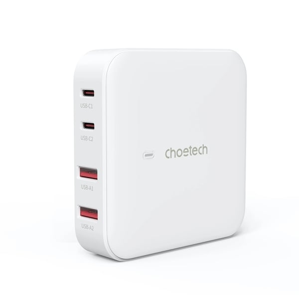 Choetech GaN Snabbladdare 100W 2xUSB-A 2xUSB-C - Vit