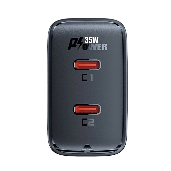 Acefast GaN Snabbladdare 2x USB C 35W PD - Svart