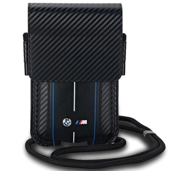 BMW Halskædeetui Carbon & Blå Stribe - Sort