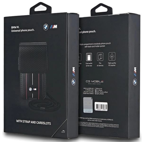 BMW Halsbandsfodral Carbon & Röd Stripe - Svart