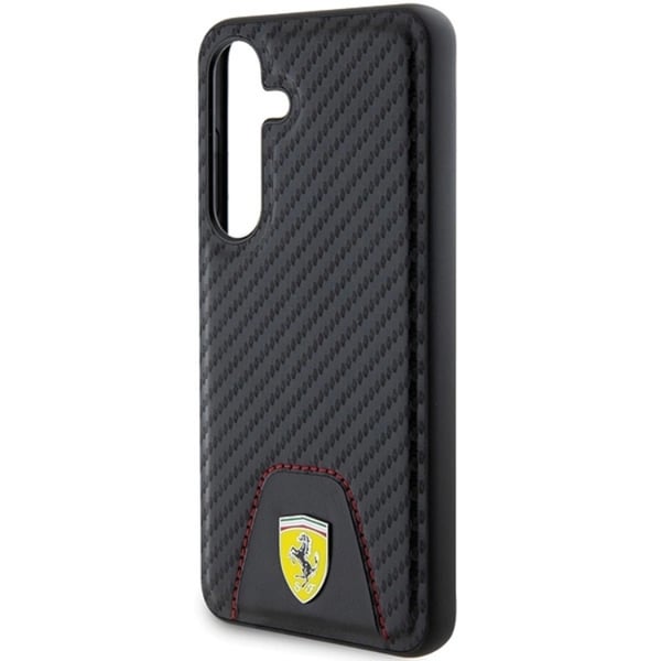 Ferrari Mobilskal till Galaxy S24 Plus Carbon Stitched Bottom - Svart