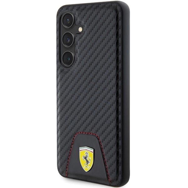 Ferrari Mobilskal till Galaxy S24 Plus Carbon Stitched Bottom - Svart
