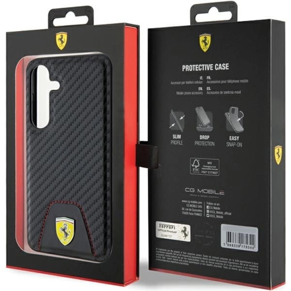Ferrari Mobilskal till Galaxy S24 Plus Carbon Stitched Bottom - Svart