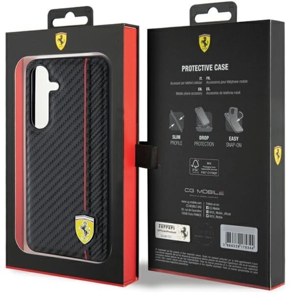 Ferrari Mobilskal till Galaxy S24 Carbon Printed Line - Svart