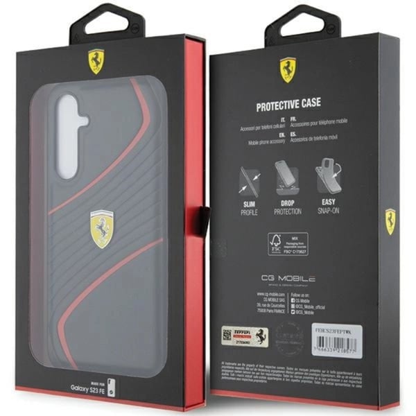 Ferrari Mobilskal till Galaxy S23 FE Twist Metal Logo - Svart