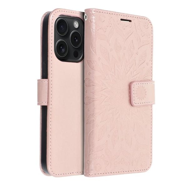 iPhone 15 Pro Pung Etui Mezzo Mandala - Rosa Guld