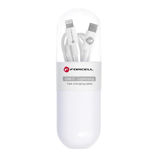 Forcell USB-C till Lightning kabel PD 20W 1m - Vit