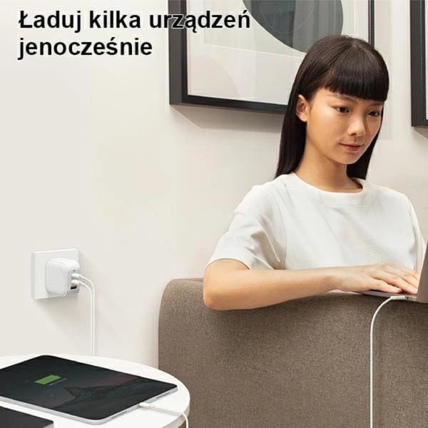 UNIQ Gan USB-C Hurtig vægoplader 66W Verge Pro - Hvid