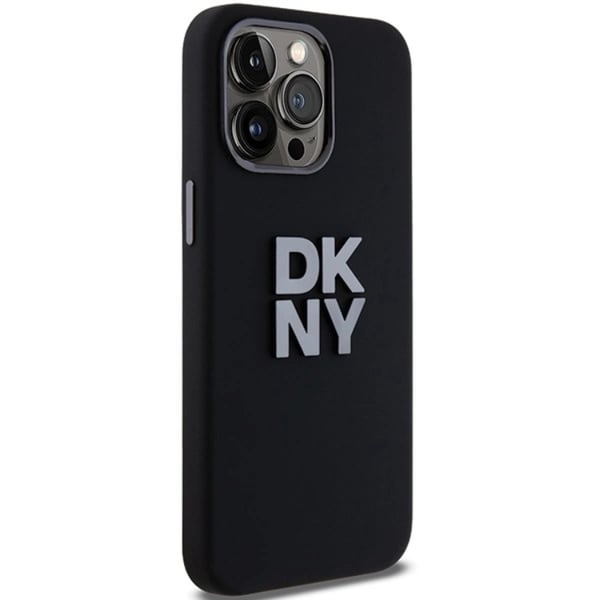 DKNY Mobilskal till iPhone 15 Pro Liquid Silikon Metal Logo - Svart