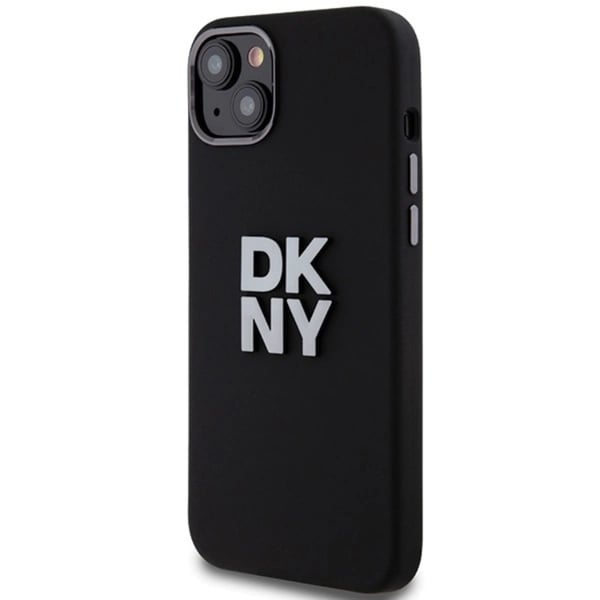 DKNY Mobilskal till iPhone 15/14 Plus Liquid Silikon Metal Logo - Svart