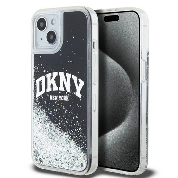 DKNY Mobilskal till iPhone 14 Liquid Glitter Big Logo - Svart