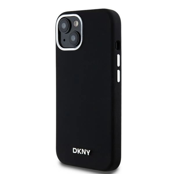 DKNY telefontaske til iPhone 15/14/13 Magsafe flydende silikone lille metallogo
