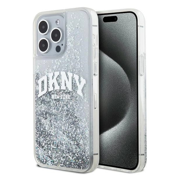DKNY Mobilskal till iPhone 15 Pro Max Liquid Glitter Big Logo - Vit