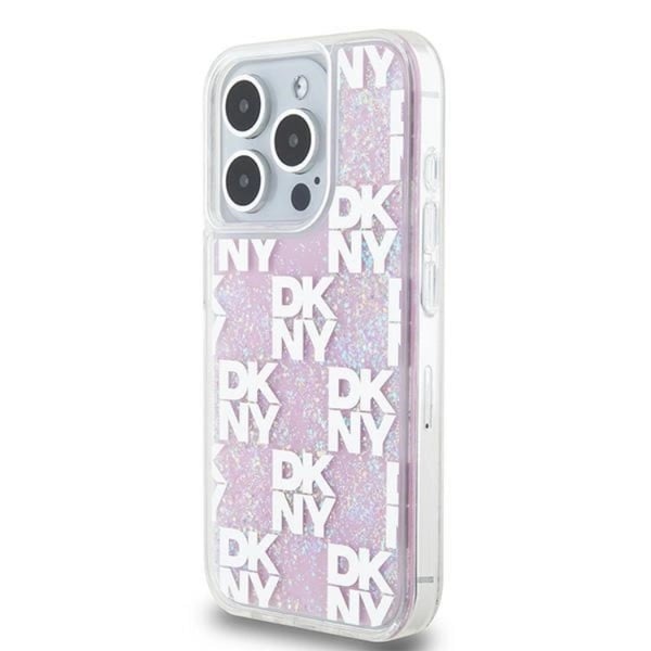 DKNY Mobilskal till iPhone 15 Pro Liquid Glitter Multi Logo - Rosa