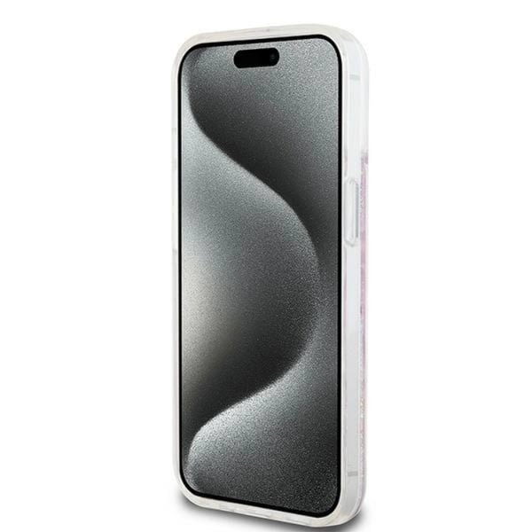 DKNY Mobilskal till iPhone 14 Liquid Glitter Multi Logo - Rosa