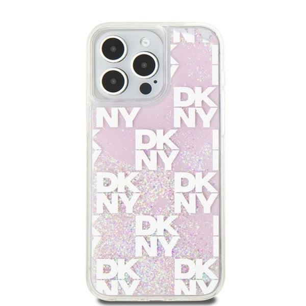 DKNY Mobilskal till iPhone 15 Pro Max Liquid Glitter Multi Logo - Rosa