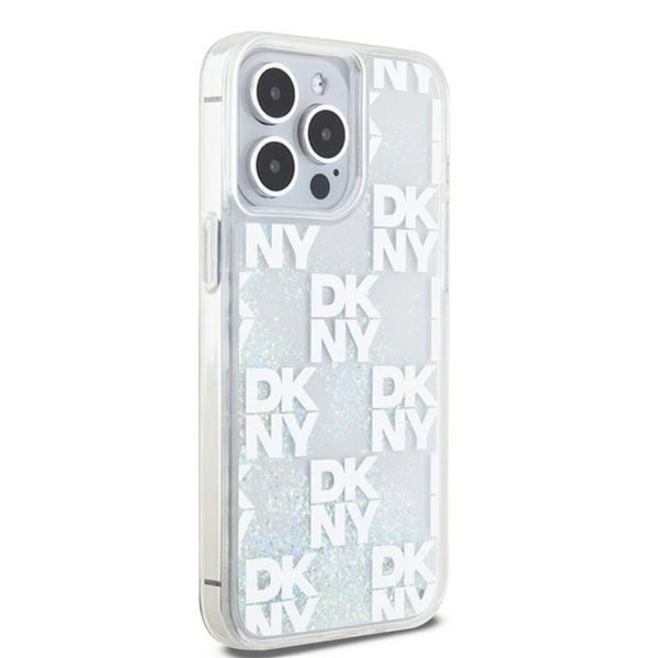 DKNY Mobilskal till iPhone 15 Pro Max Liquid Glitter Multi Logo - Vit