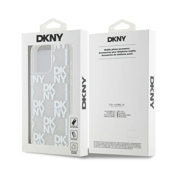 DKNY Mobilskal till iPhone 15 Pro Max Liquid Glitter Multi Logo - Vit