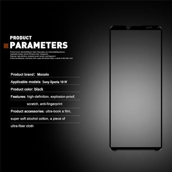 Mocolo Sony Xperia 10 III Karkaistu lasinen näytönsuoja - Musta