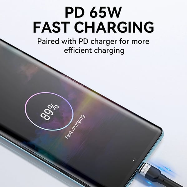 Wozinsky USB-C till USB-C kabel PD 65W 1m - Svart