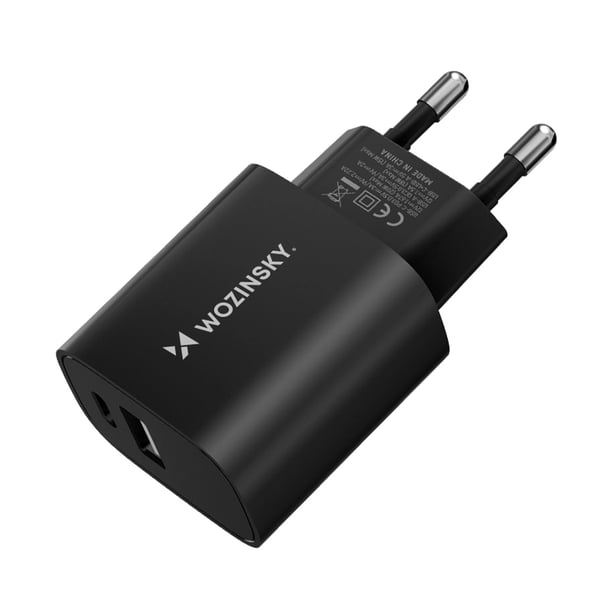 Wozinsky USB-A USB-C 20W Väggladdare - Svart