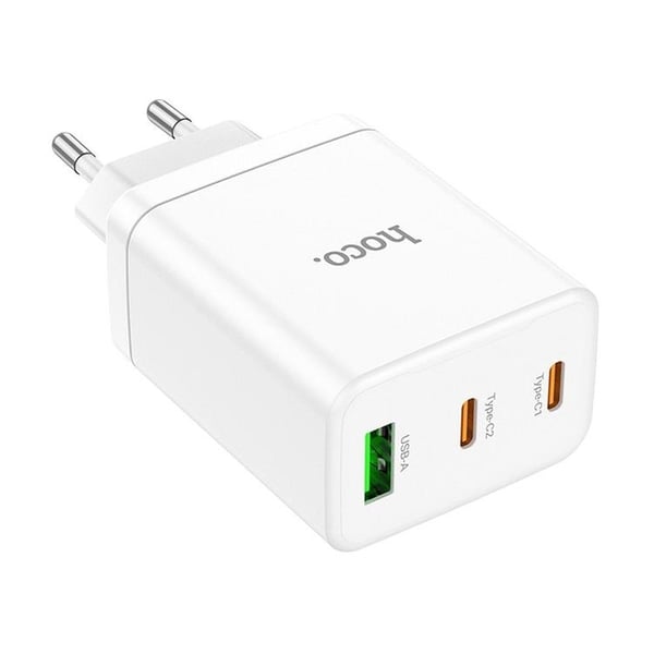 Hoco Väggladdare 35W 2xType C + USB A N33 - Vit