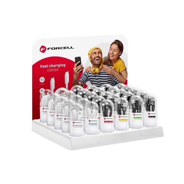 Forcell USB-A–USB-C-kaapeli 1m 2.0 2.1A C319 TUBE - Musta