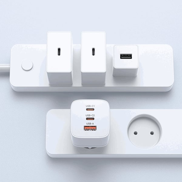 Wozinsky Väggladdare CGWCW 65W USB-A/2 x USB-C GaN - Vit