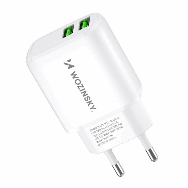 Wozinsky Seinälaturi CUWCW 2.4A 2 x USB-A - Valkoinen