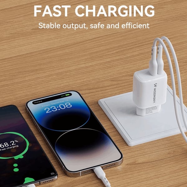 Wozinsky Seinälaturi CUWCW 2.4A 2 x USB-A - Valkoinen