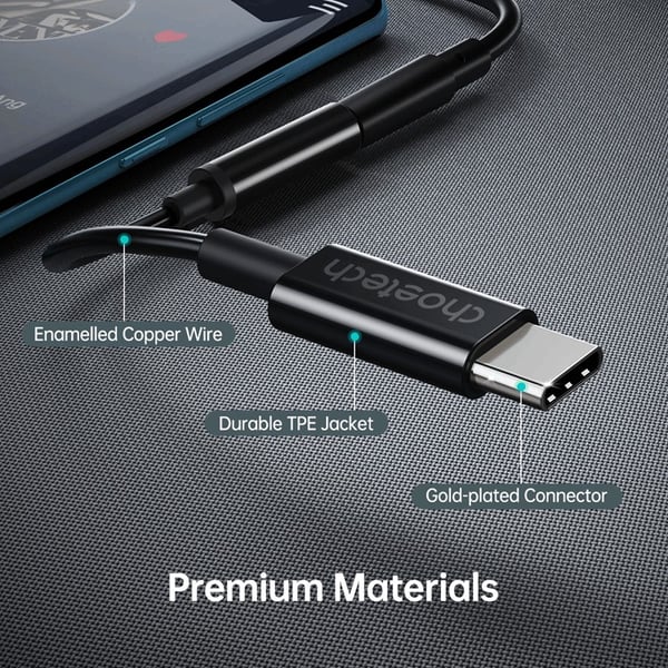 Choetech USB-C till Ljudadapter DC 3.5 mm - Svart