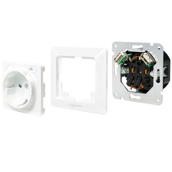 LogiLink Vägguttag 230V med 2xUSB 2.1A
